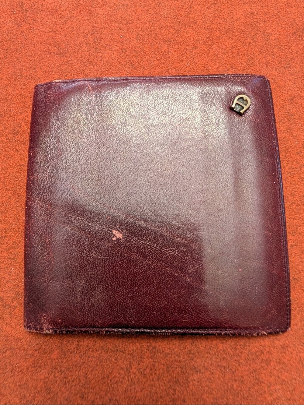 Etienne Aigner Vintage Burgundy Red Leather Wallet Card Holder Rehab